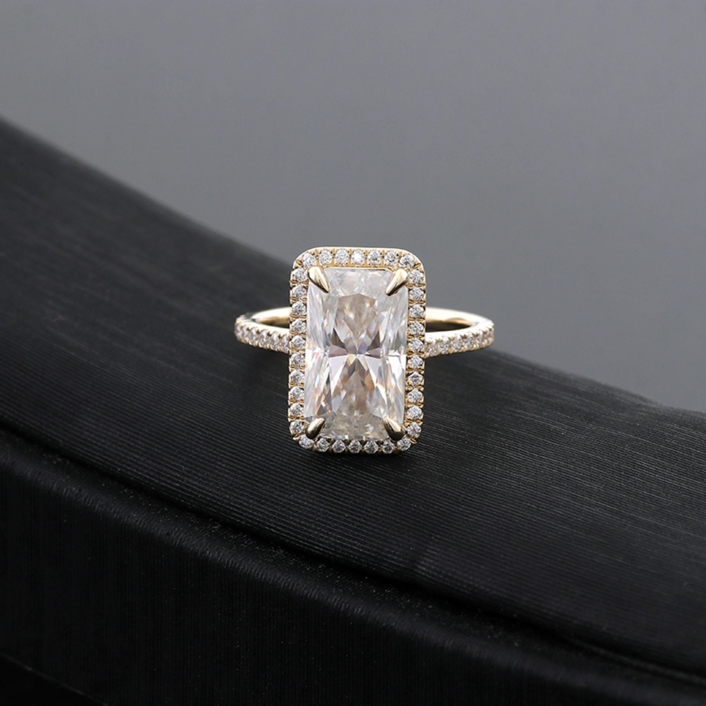 For Sale:  Certified 4 Carat Halo Radiant Cut Natural Diamond Engagement Ring in 18K Gold 4