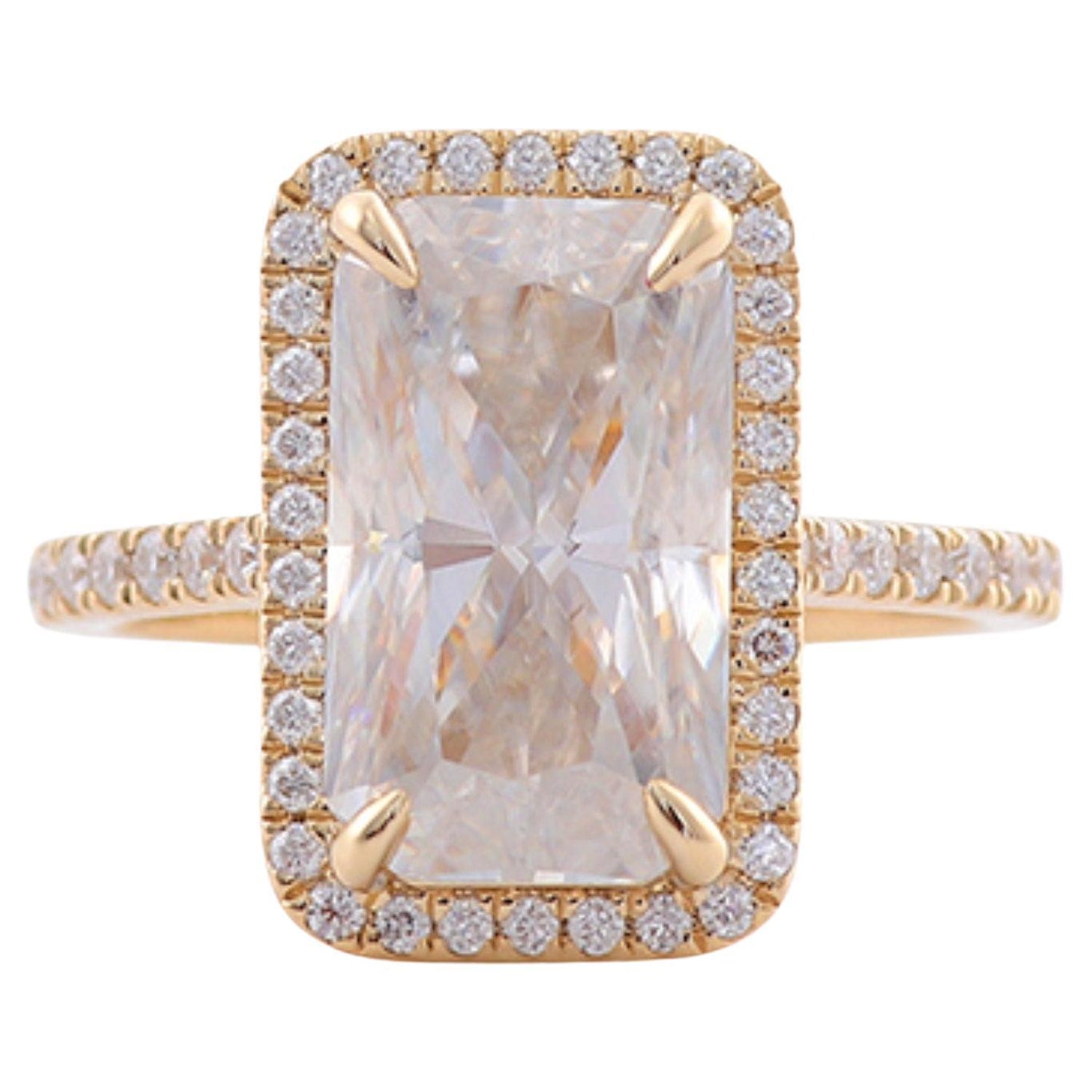 Customizable Certified 4 Carat Radiant Cut Diamond Engagement Ring Yellow  Gold Wedding Ring For Sale at 1stDibs