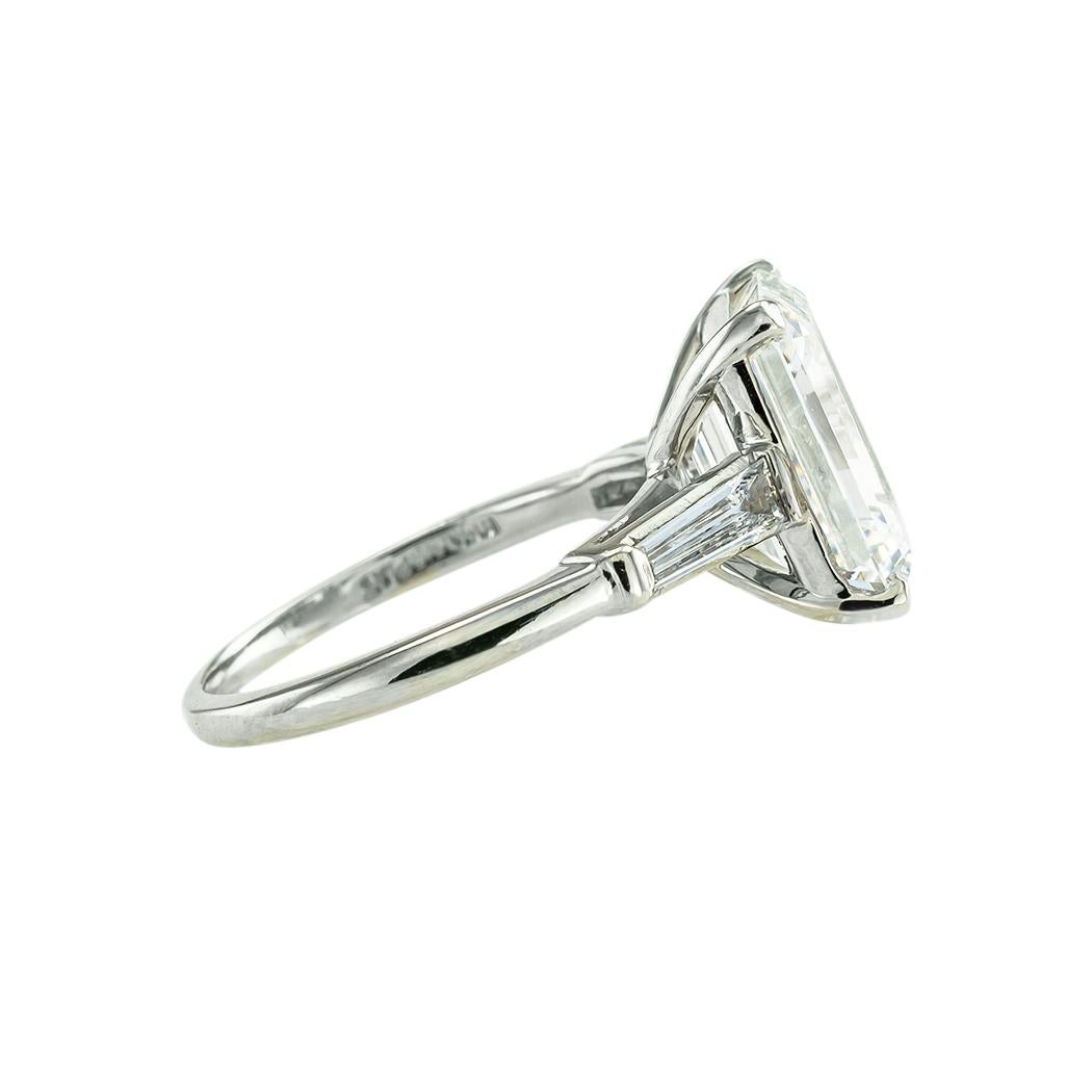 Women's or Men's GIA Report Certified 5.31 Carat E VVS1 Emerald Cut Diamond Engagement Ring For Sale