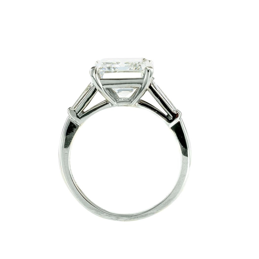 GIA Report Certified 5.31 Carat E VVS1 Emerald Cut Diamond Engagement Ring For Sale 2