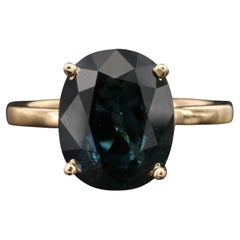 Minimalist 5.63 Carat Sapphire Yellow Gold Engagement Ring Sapphire Signet Ring