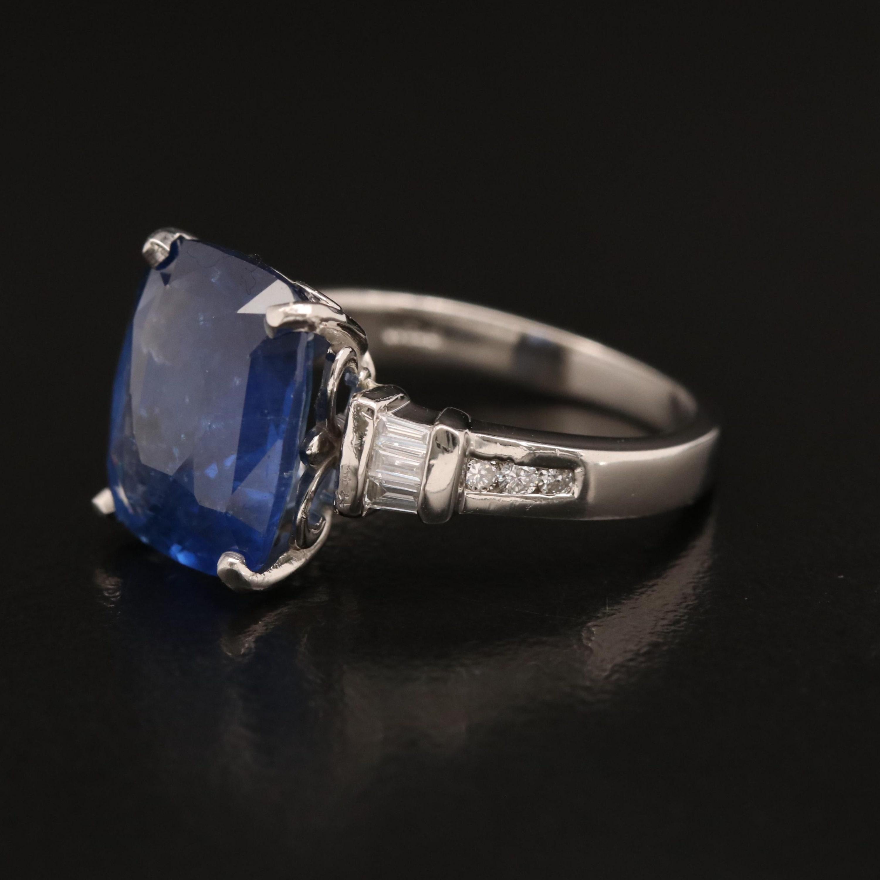 For Sale:  Certified 6 Carat Sapphire and Diamond White Gold Cocktail Ring 2