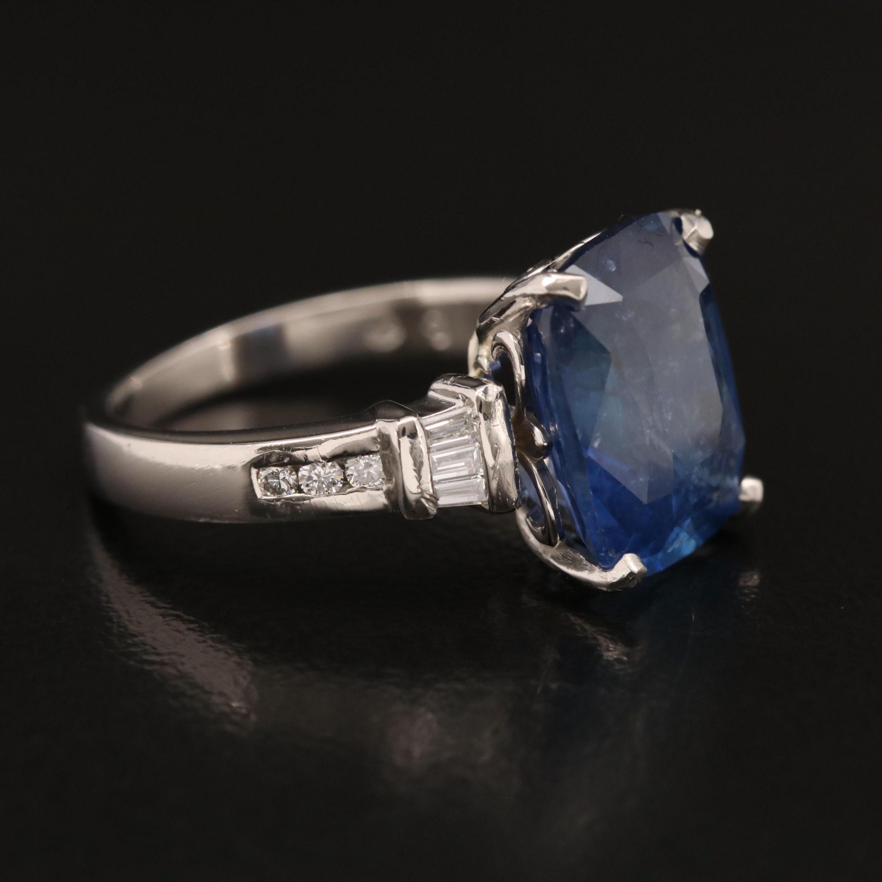 For Sale:  Certified 6 Carat Sapphire and Diamond White Gold Cocktail Ring 3