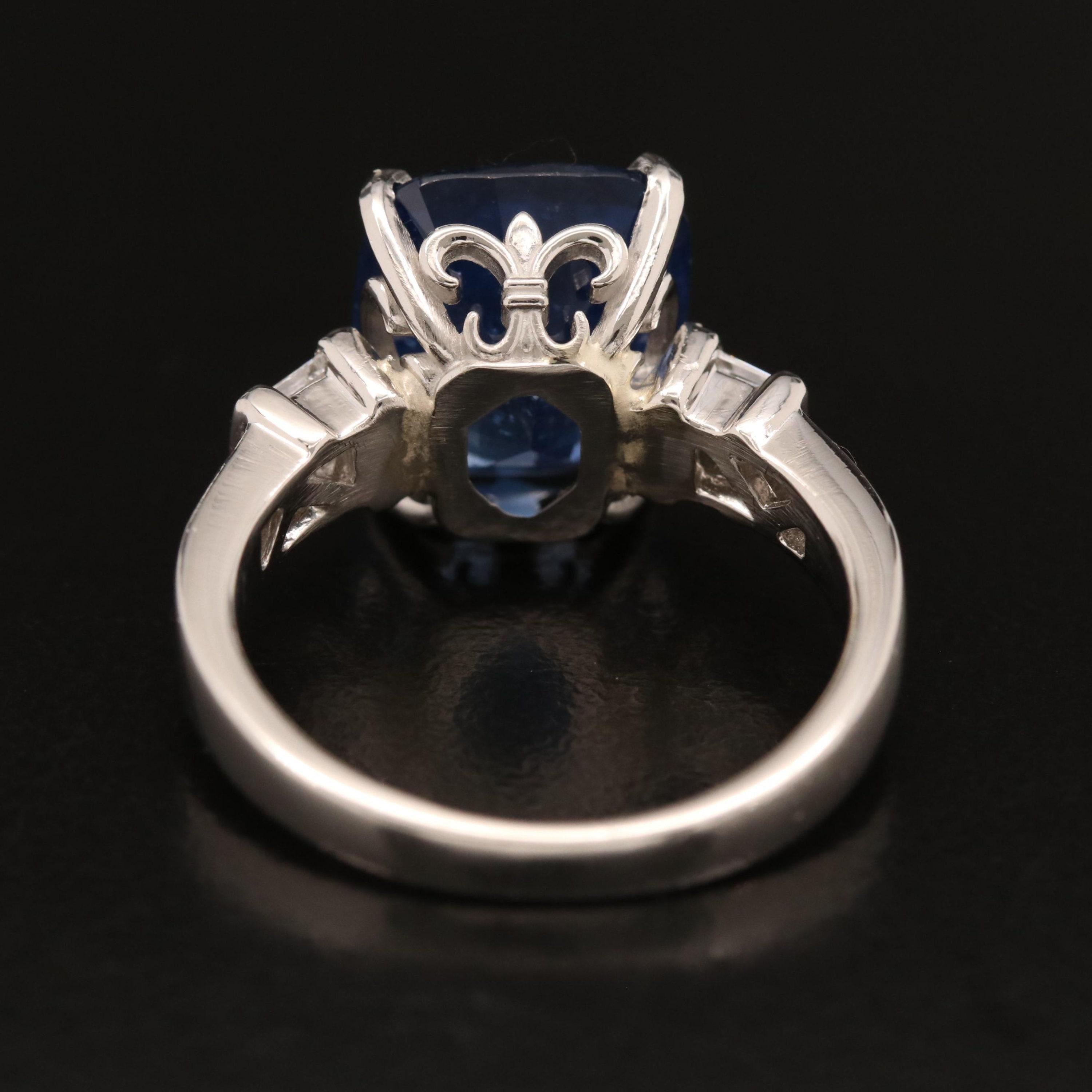 For Sale:  Certified 6 Carat Sapphire and Diamond White Gold Cocktail Ring 4