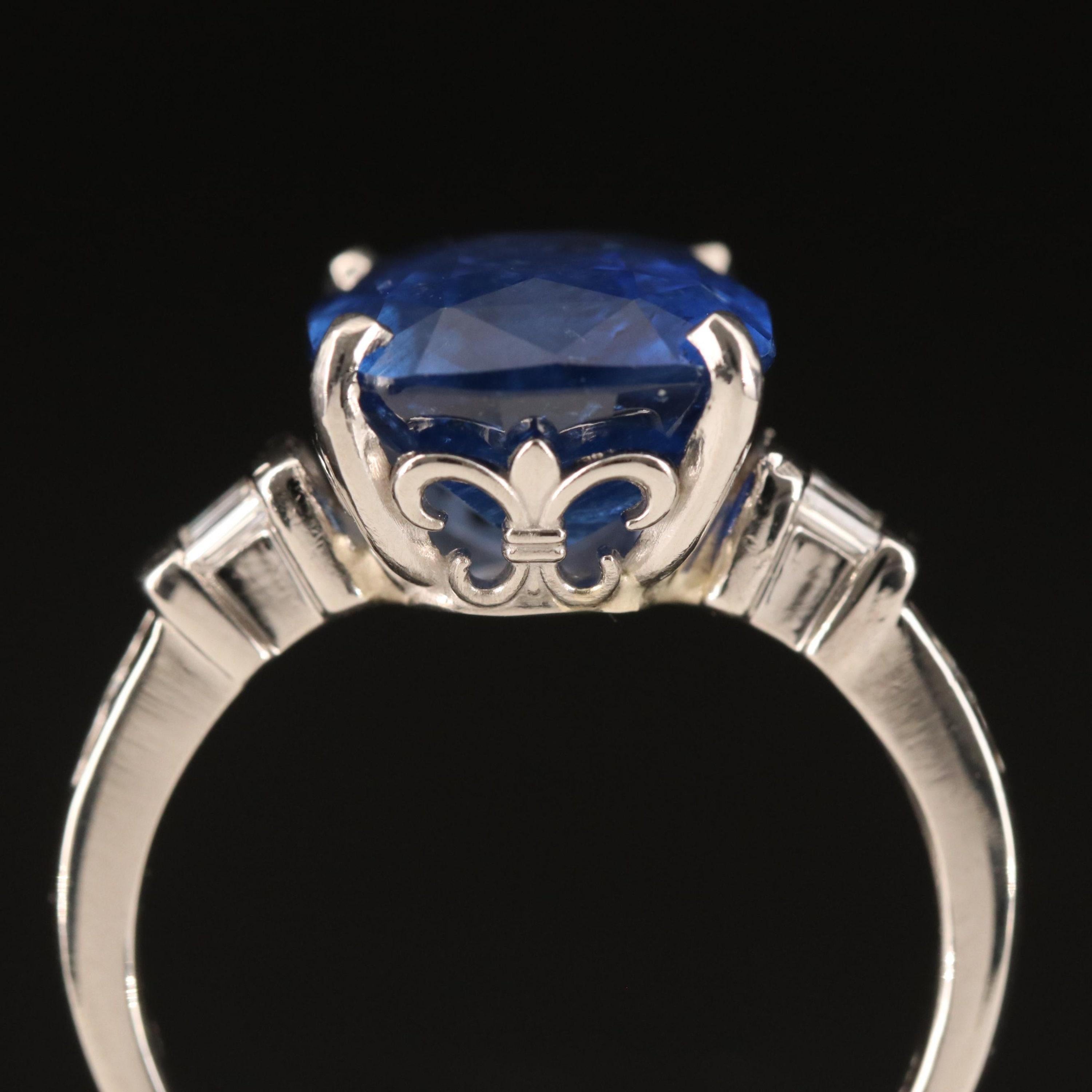 For Sale:  Certified 6 Carat Sapphire and Diamond White Gold Cocktail Ring 5