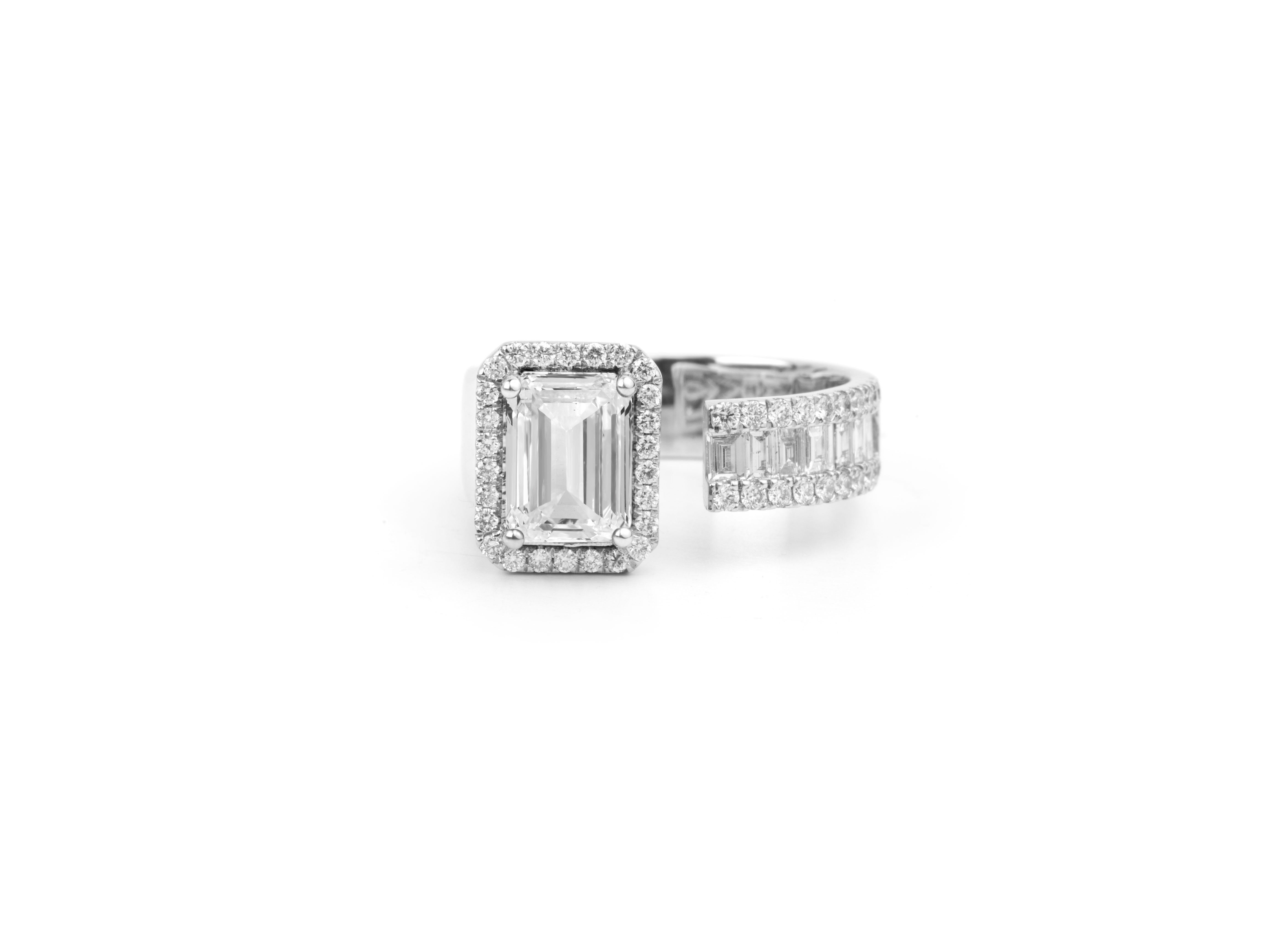 GIA Report Certified Art Deco 1.5 Carat G VS Emerald Cut Diamond 18k Halo Engagement Ring

Crafted with precision and elegance, this timeless piece exudes sophistication and romance, making it the perfect symbol of your love and commitment. With its
