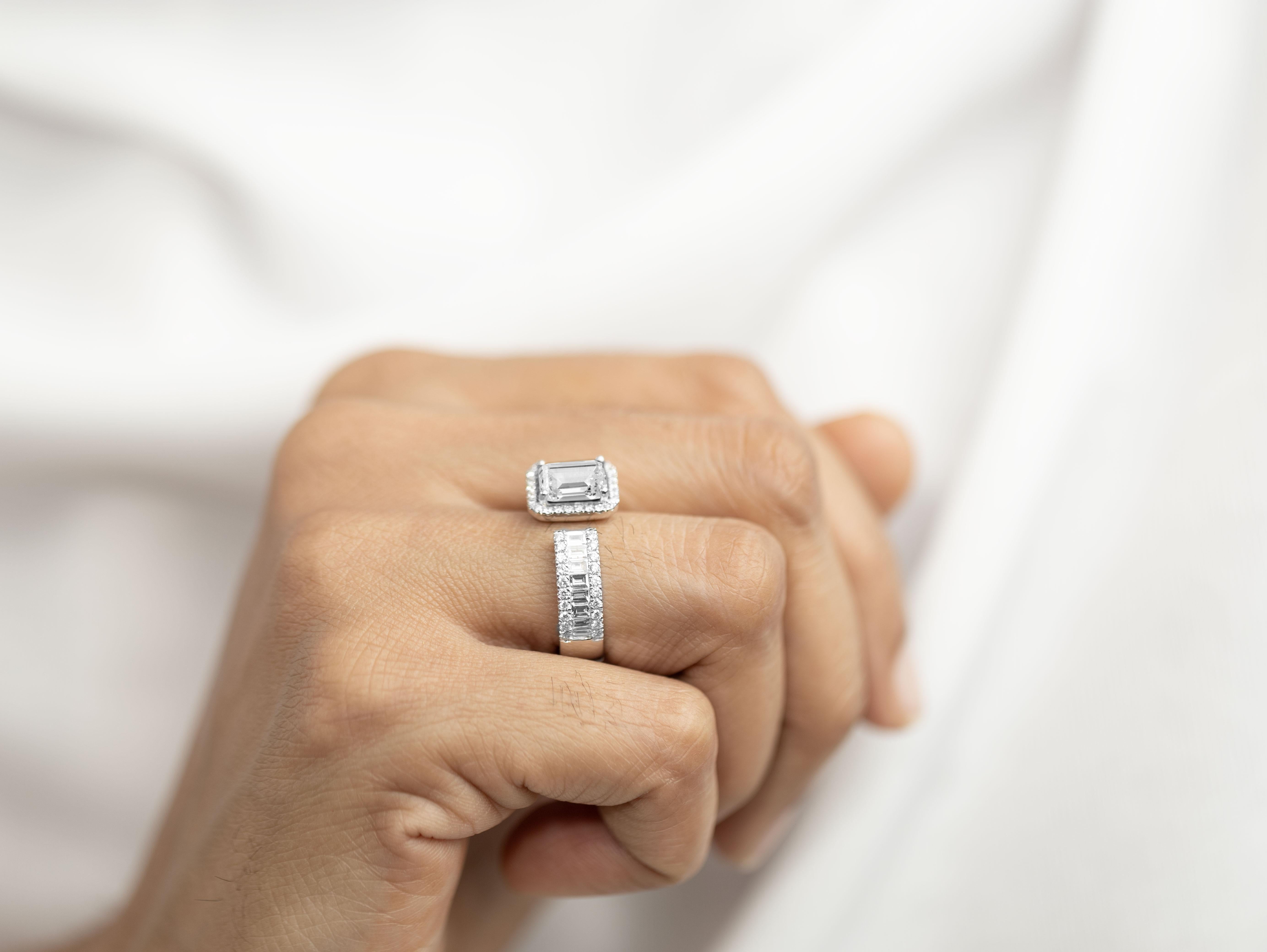 GIA Report Certified 1.5 Carat G VS Emerald Cut Diamond Engagement Ring For Sale 2