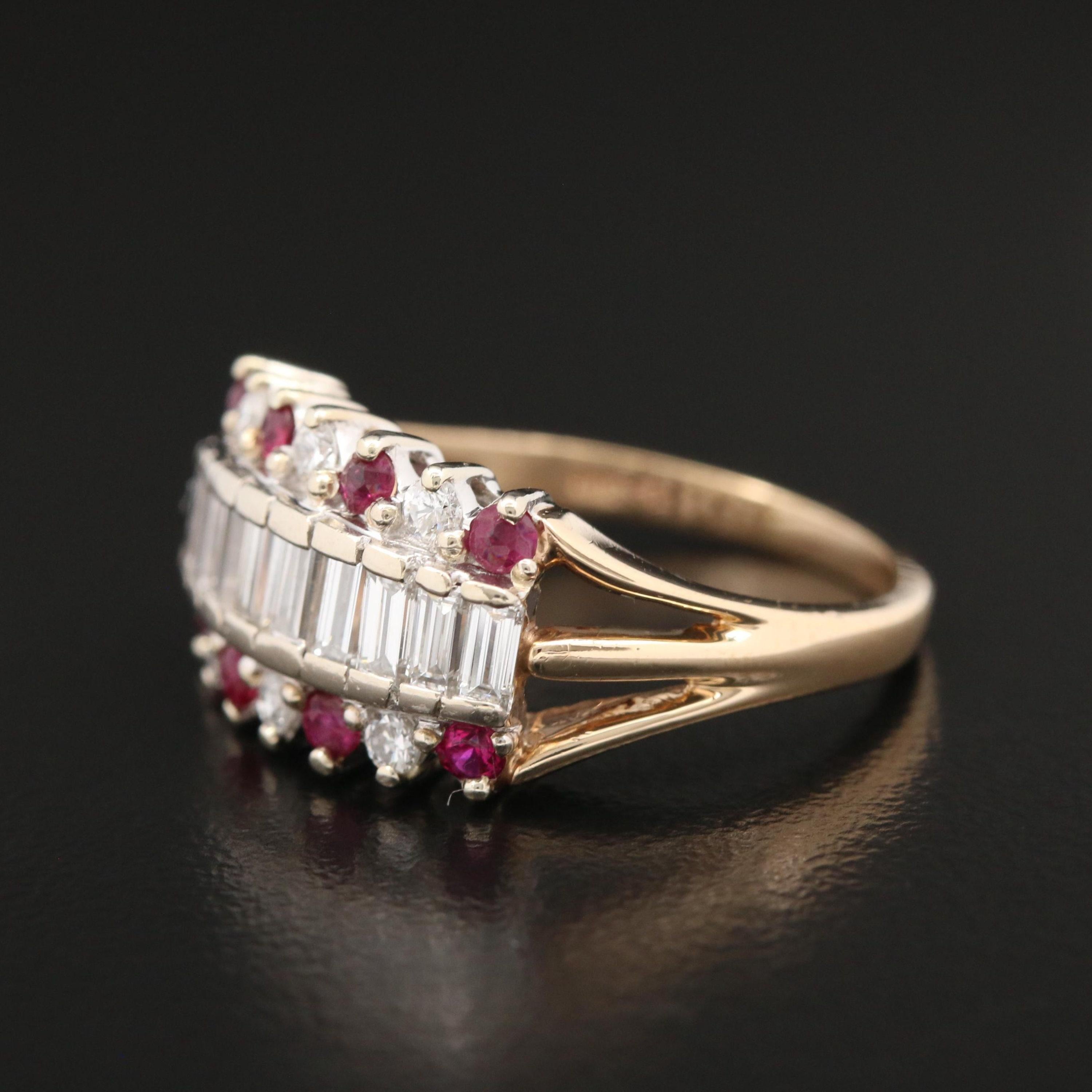 For Sale:  Natural Diamond and Ruby Cluster Yellow Gold Engagement Ring Bridal Ring For Her 2