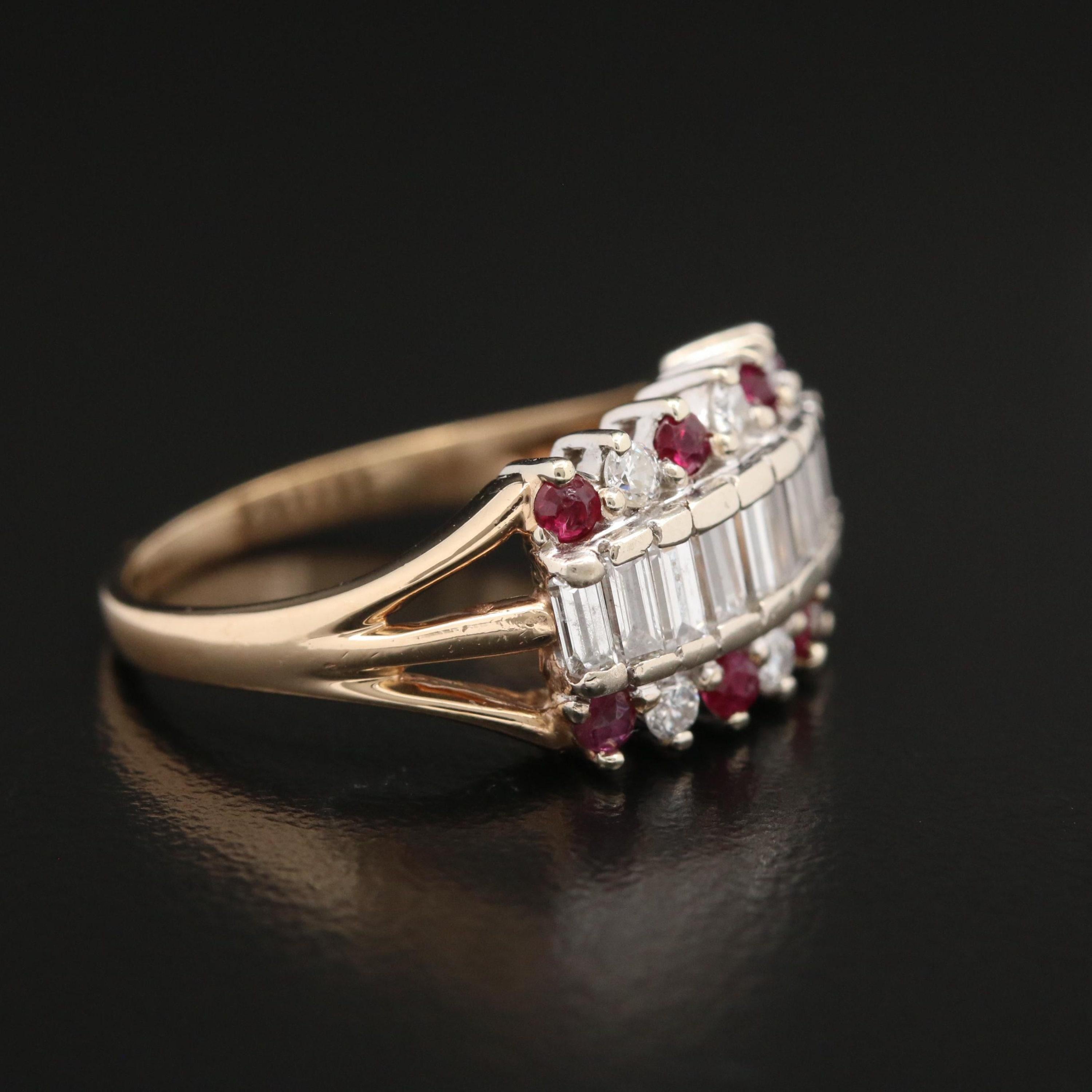 For Sale:  Natural Diamond and Ruby Cluster Yellow Gold Engagement Ring Bridal Ring For Her 3