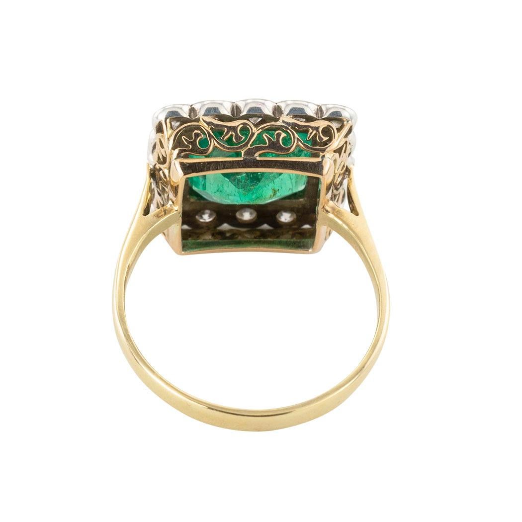 Women's GIA Report Certified Colombian Emerald Diamond Gold Silver Ring