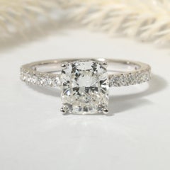 GIA Certified 2ct Cushion-Cut Diamond Solitaire Engagement Ring in 18K WhiteGold