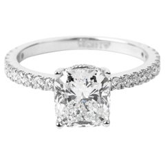 GIA Report Certified Cushion Cut E VS 2 Carat Diamond Solitaire Ring 18k White