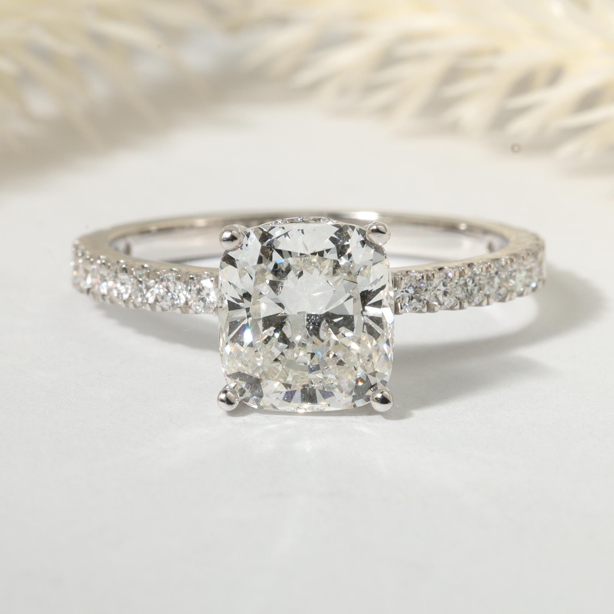 GIA Report Certified Cushion Cut E VS 2 Carat Diamond Solitaire Ring Platinum  

Same design can be made also with other custom gemstones per request.

Product details:

- 950 Platinum

- Main stone - GIA Report Certified 2 carat Cushion cut E VS

-