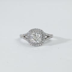 GIA Certified 1.00 ct Cushion‑Cut Diamond Double‑Halo Ring in 18K White Gold