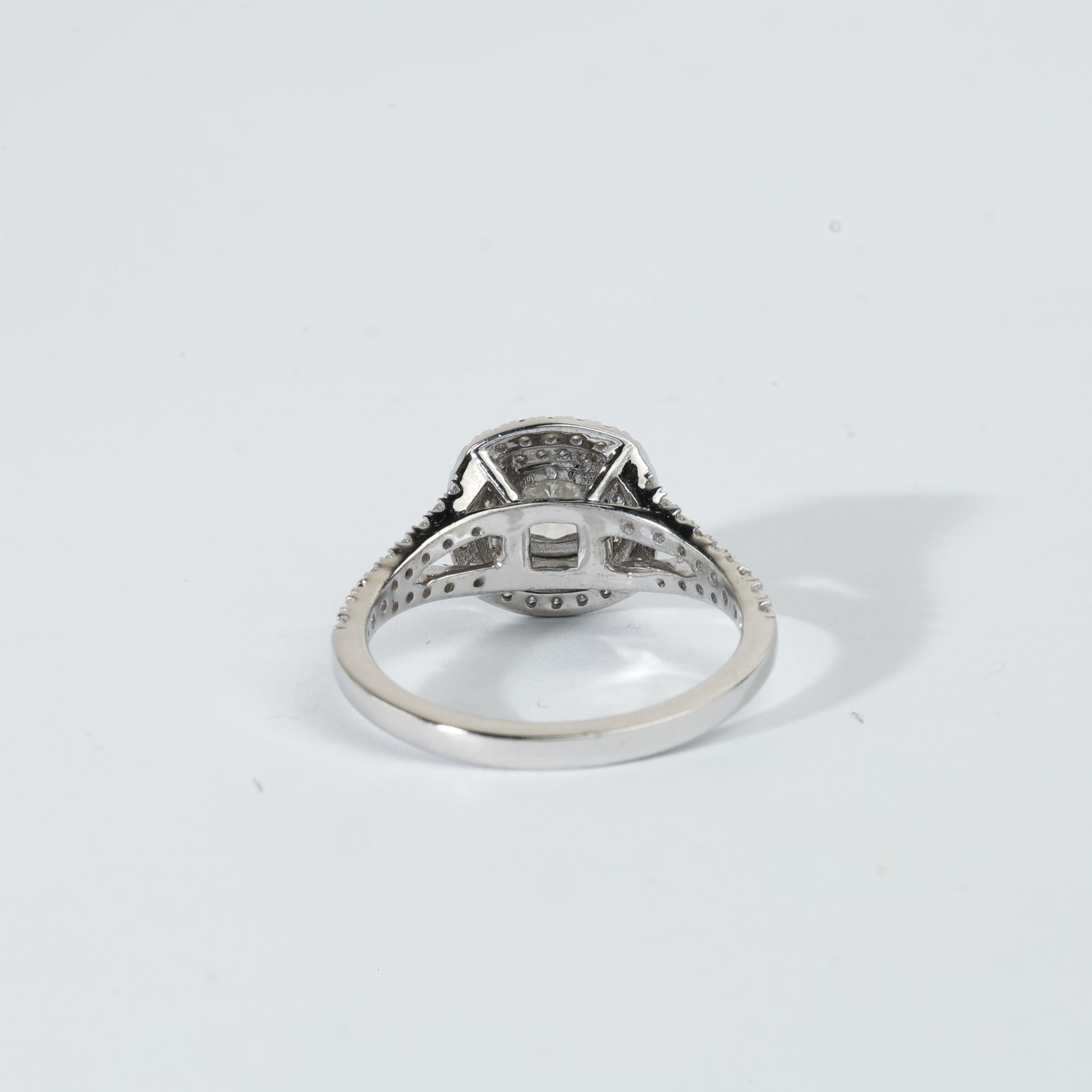Men's GIA Report Certified Cushion Cut E VVS Diamond Double Halo Ring in 950 Platinum For Sale