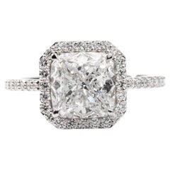GIA Bericht zertifiziert Cushion Cut F VS, 3 Karat Diamant Halo Verlobungsring