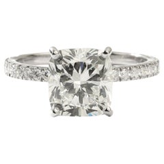 GIA Report Certified Cushion Cut F VS 3 Carat Diamond Solitaire Ring Platinum