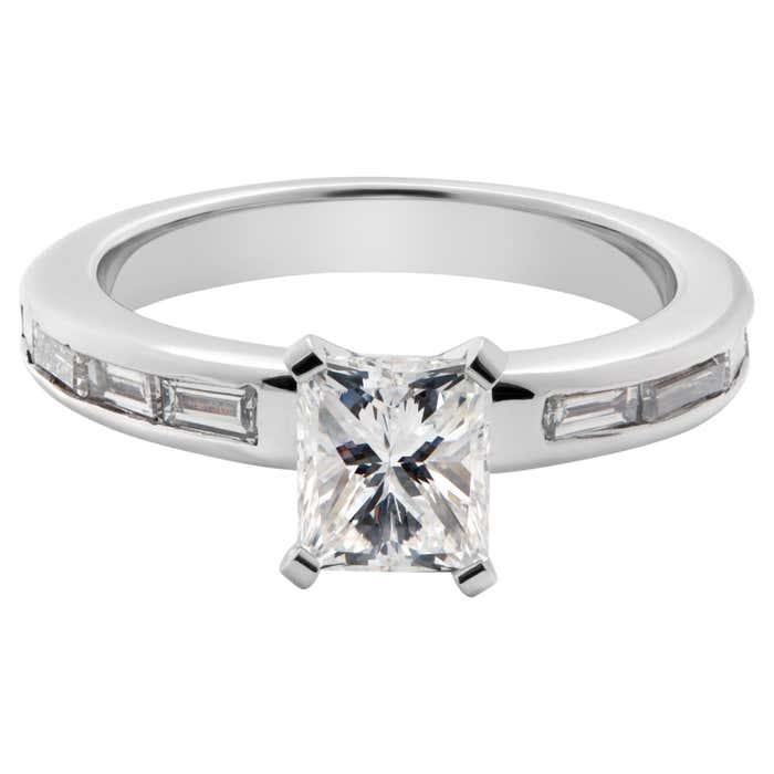 GIA Report Certified Cut-Cornered Rectangular Modified Brilliant Cut ...