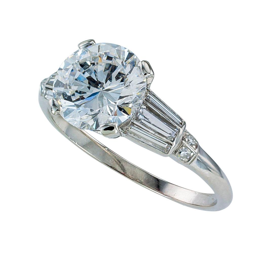 Gia report certified D color 1.65 carats diamond and platinum solitaire engagement ring circa 1950.  It is time to pop the question and present that special lady in your life with this impressive 1.65 carats diamond engagement ring as a token of