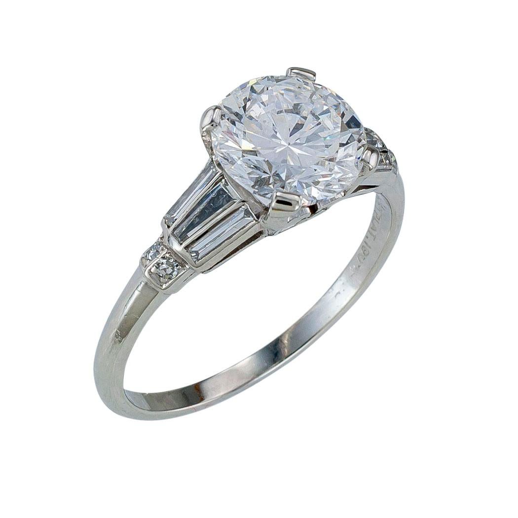 Modern GIA Report Certified D Color 1.65 Carat Diamond Platinum Engagement Ring