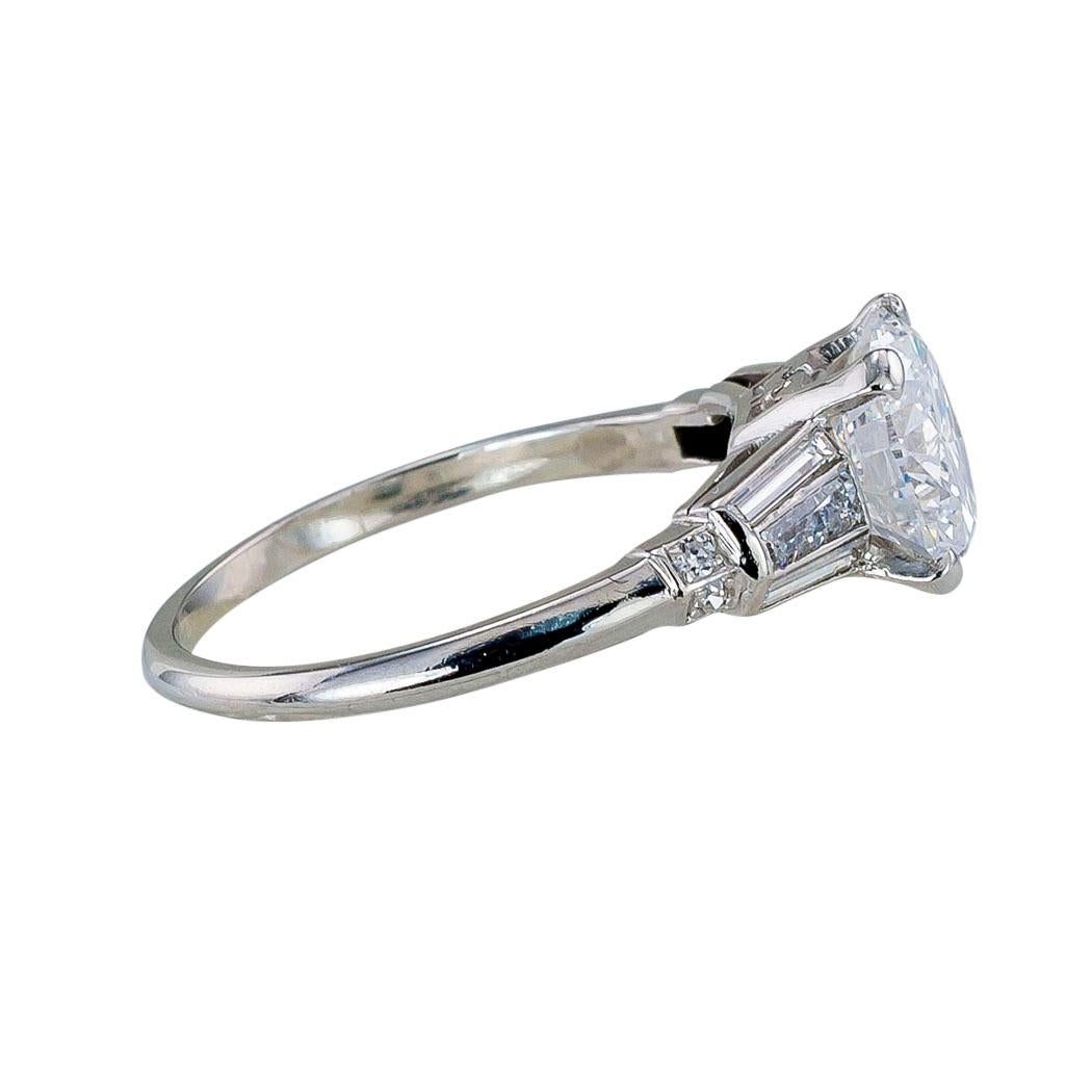 GIA Report Certified D Color 1.65 Carat Diamond Platinum Engagement Ring In Good Condition In Los Angeles, CA