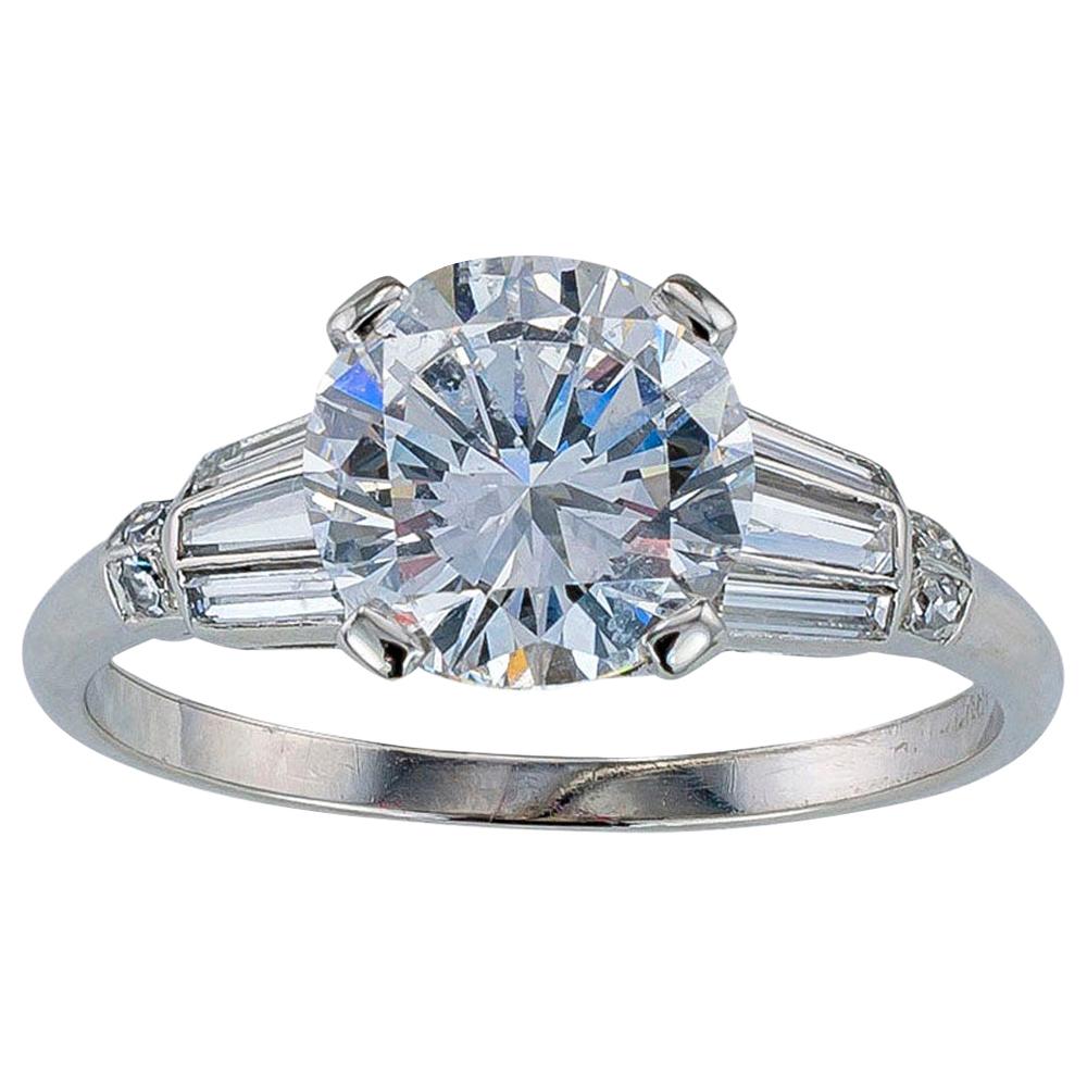 GIA Report Certified D Color 1.65 Carat Diamond Platinum Engagement Ring