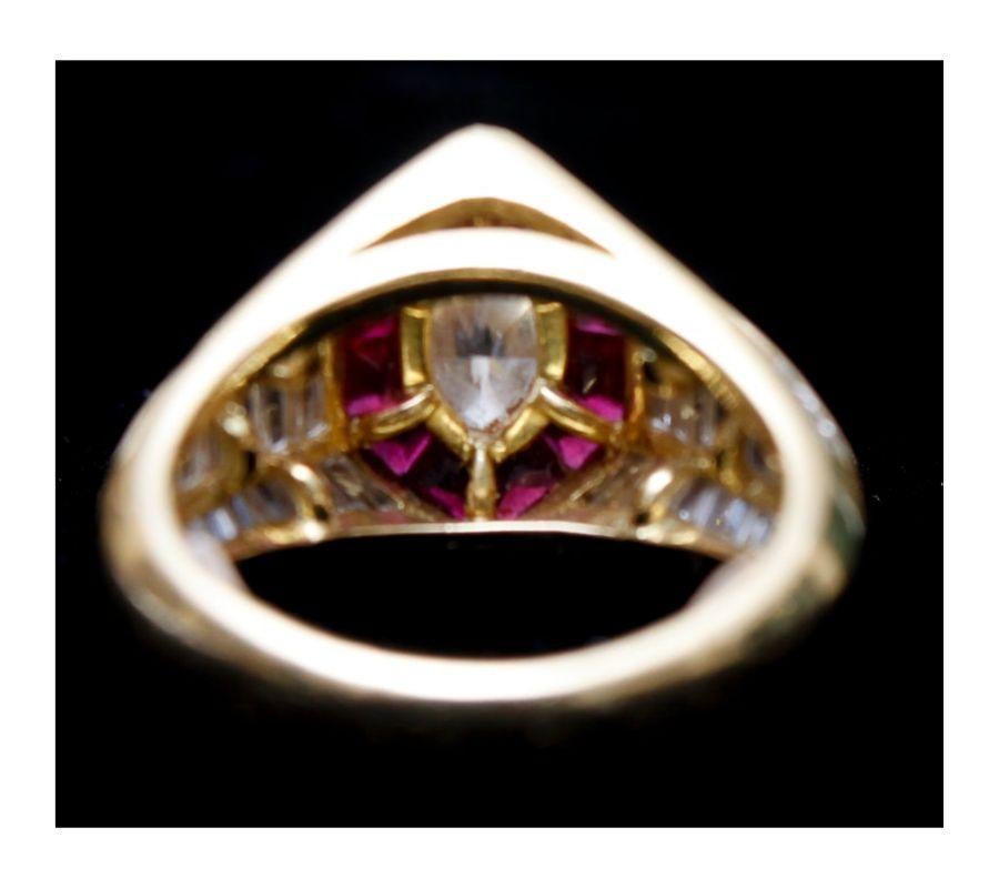 For Sale:  GIA Report Certified Diamond and Ruby Yellow Gold Engagement Ring Bridal Ring 3