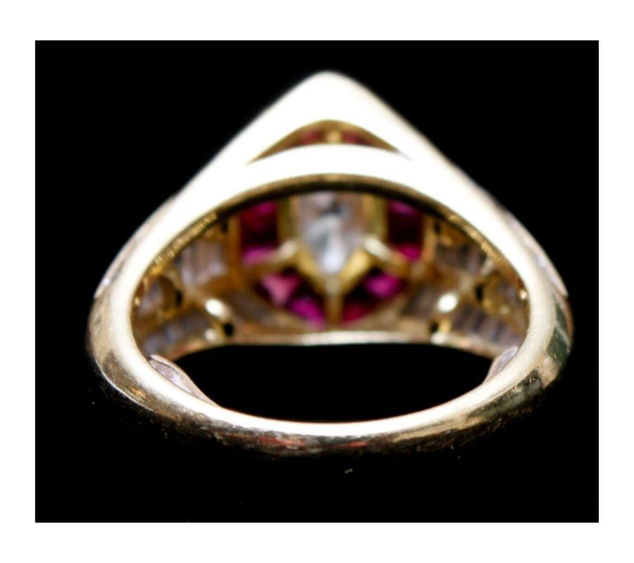 For Sale:  GIA Report Certified Diamond and Ruby Yellow Gold Engagement Ring Bridal Ring 6