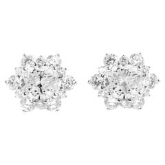 GIA-Bericht zertifizierte Diamant-Halo-Ohrstecker im Ovalschliff, 18 Karat Weißgold
