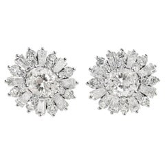 Informe GIA Pendientes de diamantes con halo de talla oval para ella, oro blanco de 18 quilates