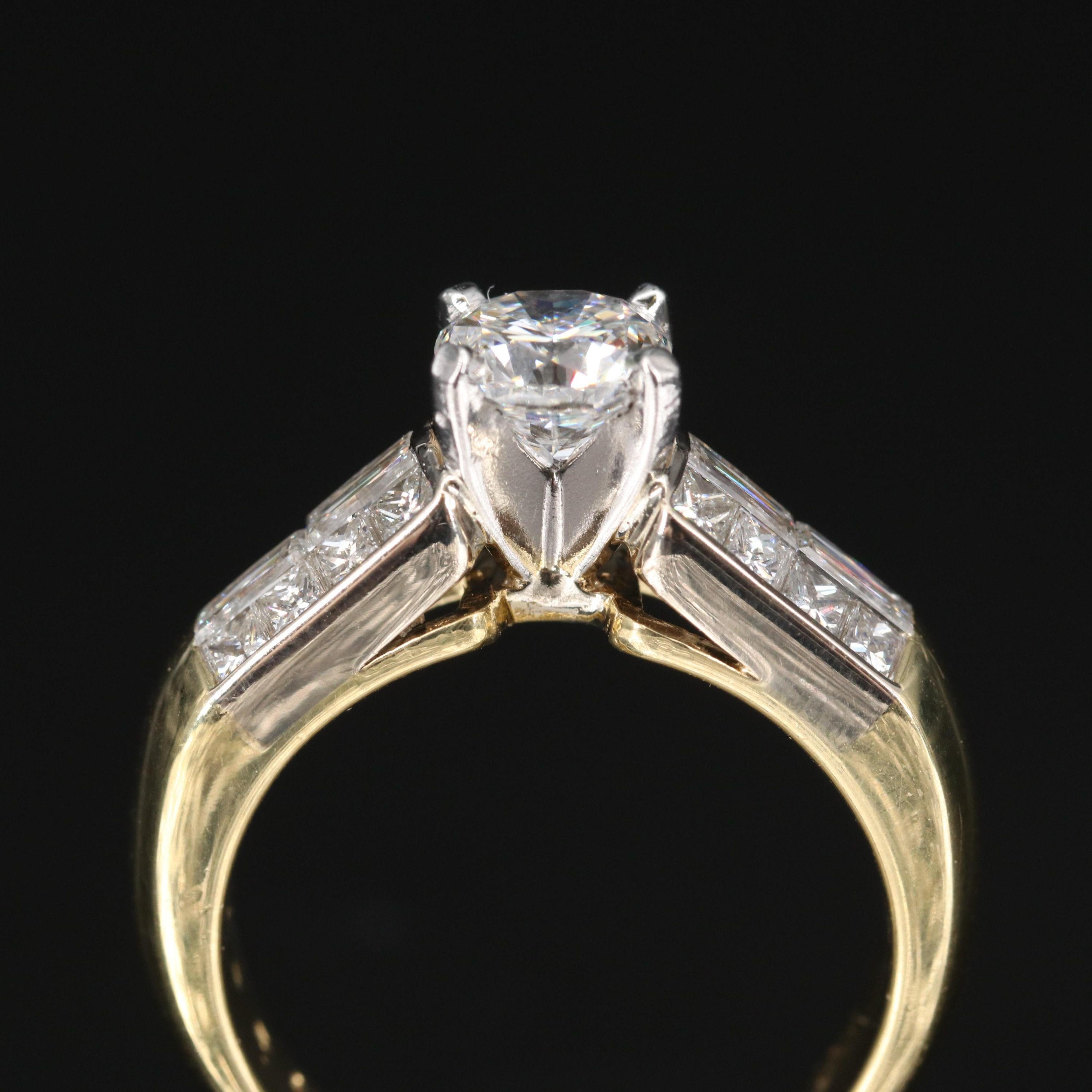 For Sale:  Certified 2 Carat Natural Diamond Engagement Ring in 18K Yellow Gold Bridal Band 5