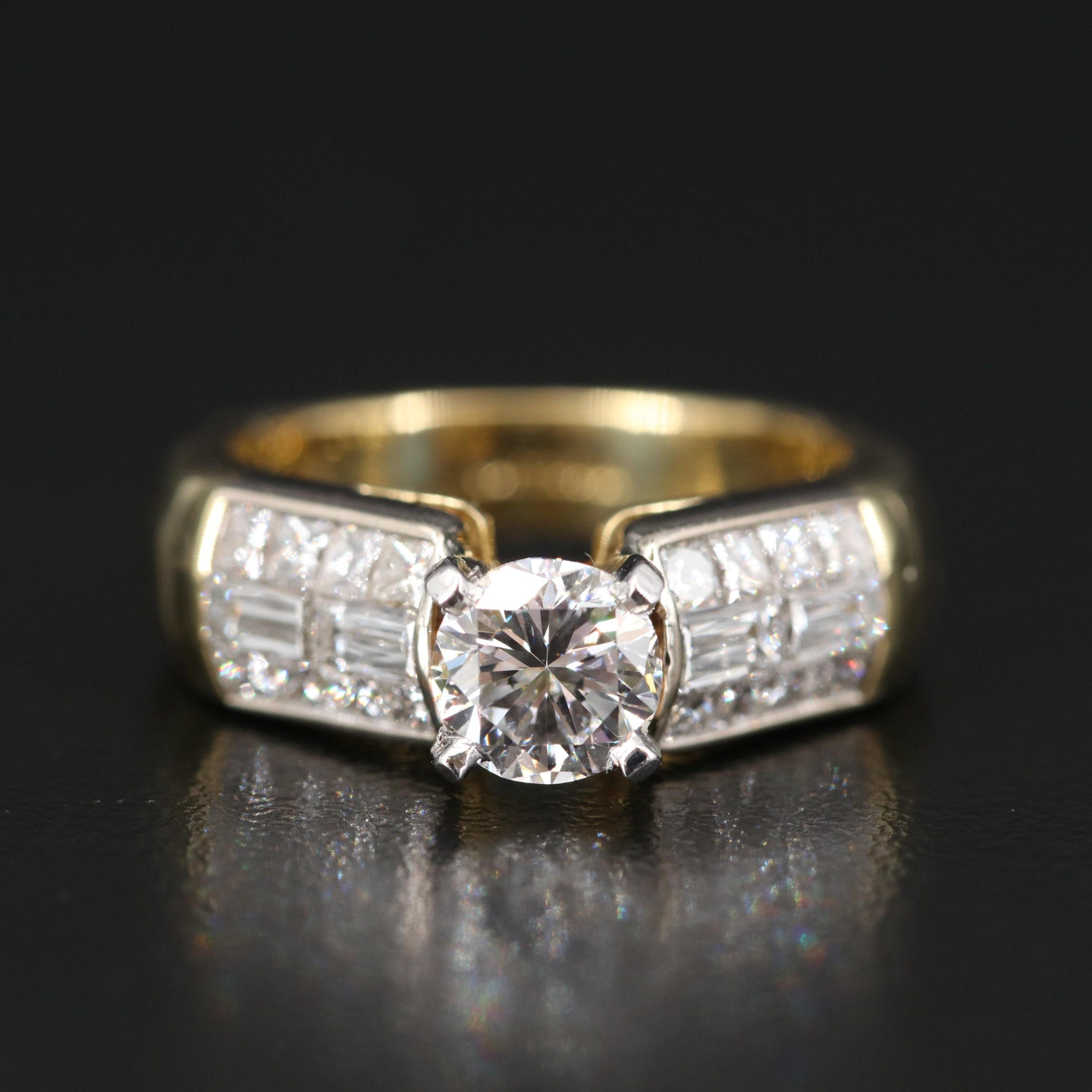 For Sale:  Certified 2 Carat Natural Diamond Engagement Ring in 18K Yellow Gold Bridal Band 7