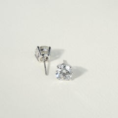 GIA Certified 5TCW Round-Cut Diamond Solitaire Stud Earrings — 18K White Gold