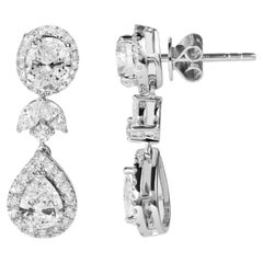 GIA-Bericht zertifizierte E VVS Diamant-Ohrhänger mit birnenförmigem ovalem Halo-Schliff