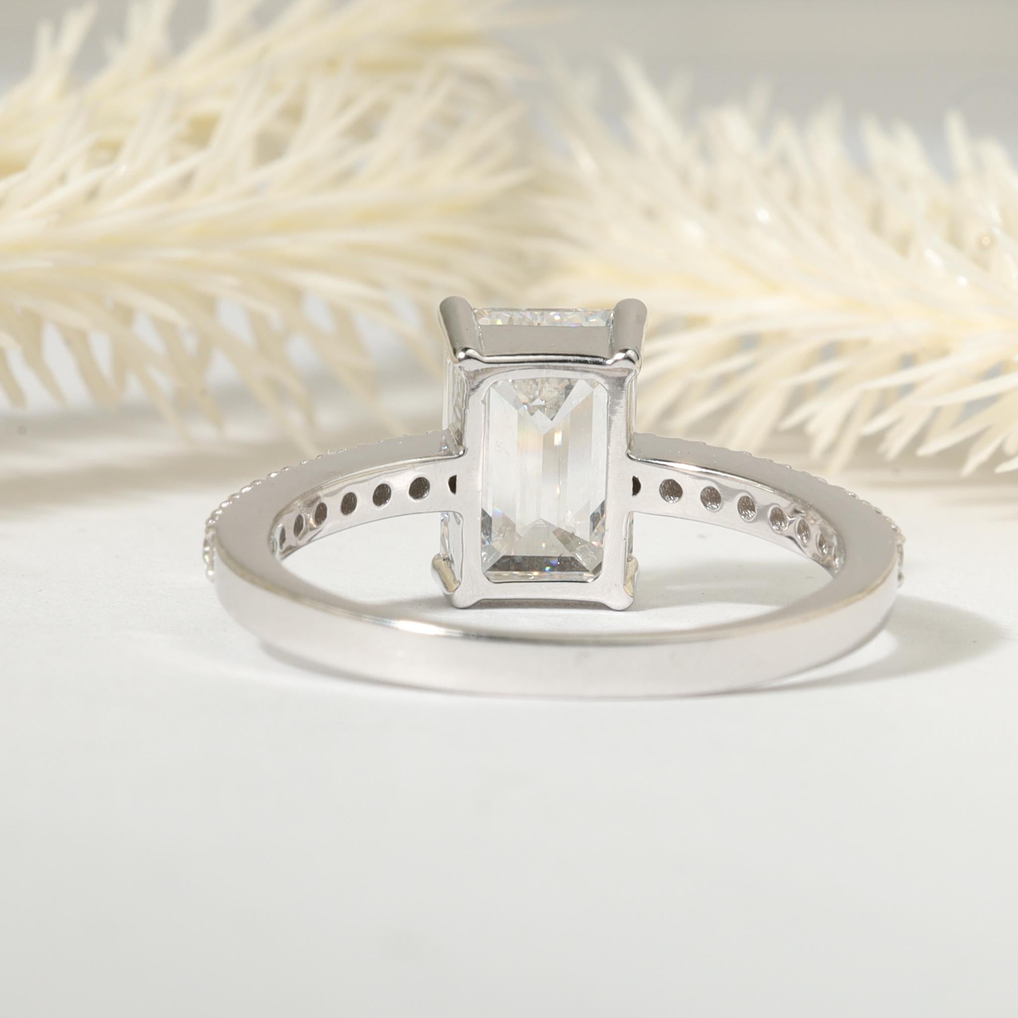 2 Carat Emerald Cut Diamond Solitaire Ring in Platinum, GIA Certified, Art Deco For Sale 6