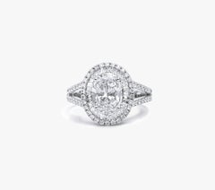 GIA Certified 3ct Oval-Cut Diamond Double Halo Engagement Ring in 18K White Gold