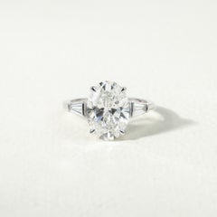 GIA-Certified 2.5ct Oval-Cut Diamond & Baguette Engagement Ring in 18K WhiteGold