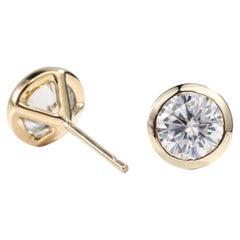 GIA Certified 4tcw Natural Round-Cut Diamond Stud Earrings in 18K Yellow Gold