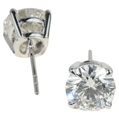 GIA-Certified 4.00 TCW Round Diamond Solitaire Stud Earrings in 18K White Gold