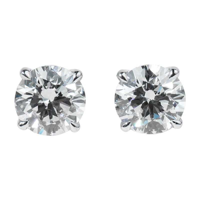 Art Deco GIA Report Certified G VS 4 TCW Diamond Round Cut Stud Earrings for her For Sale