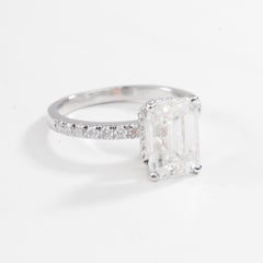 GIA-Certified 3ct Emerald-Cut Diamond Ring in 18K White Gold – Art Deco Grandeur