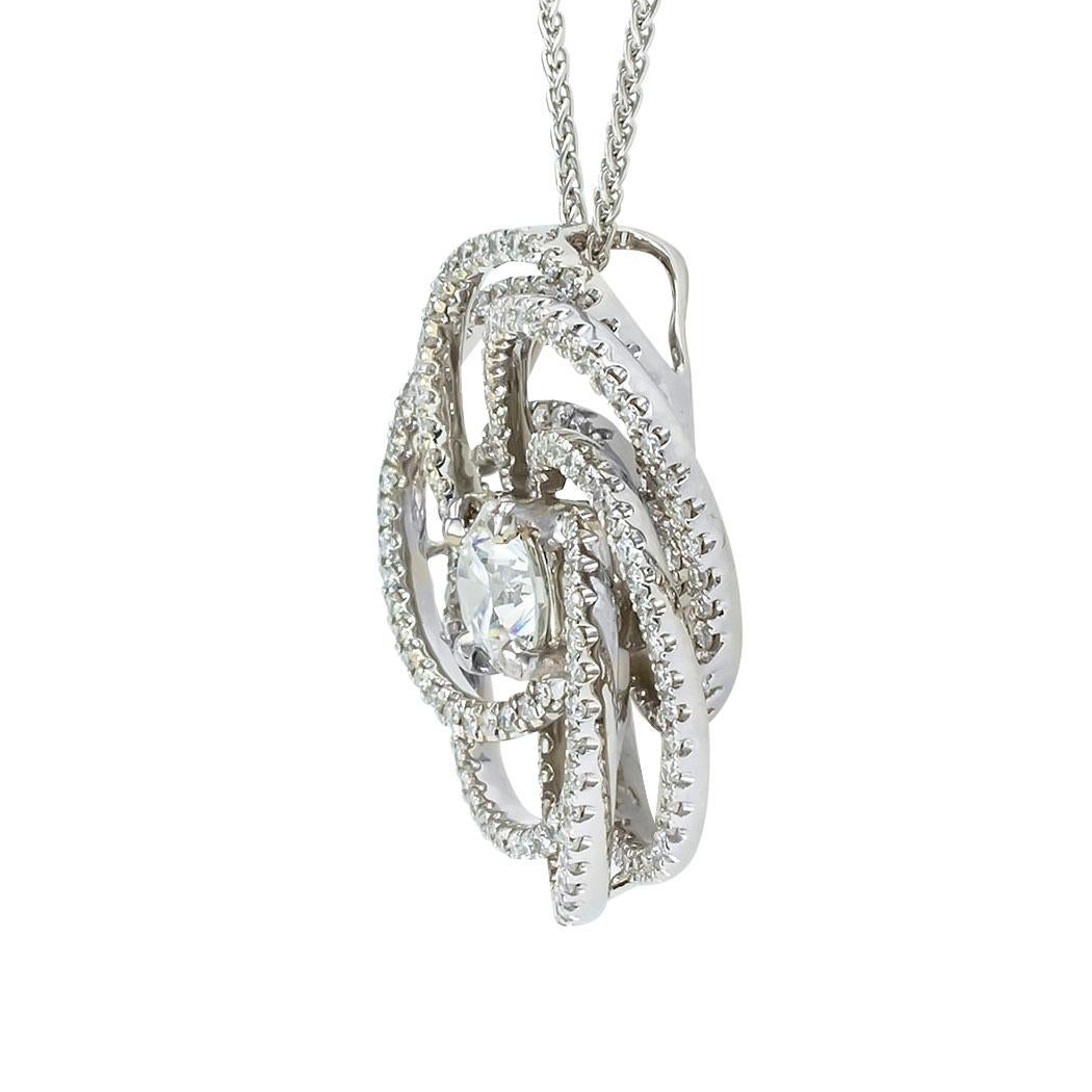 Taglio rotondo Rapporto GIA Certificato H Color 0,73 Carati Ciondolo con diamante a slitta in vendita