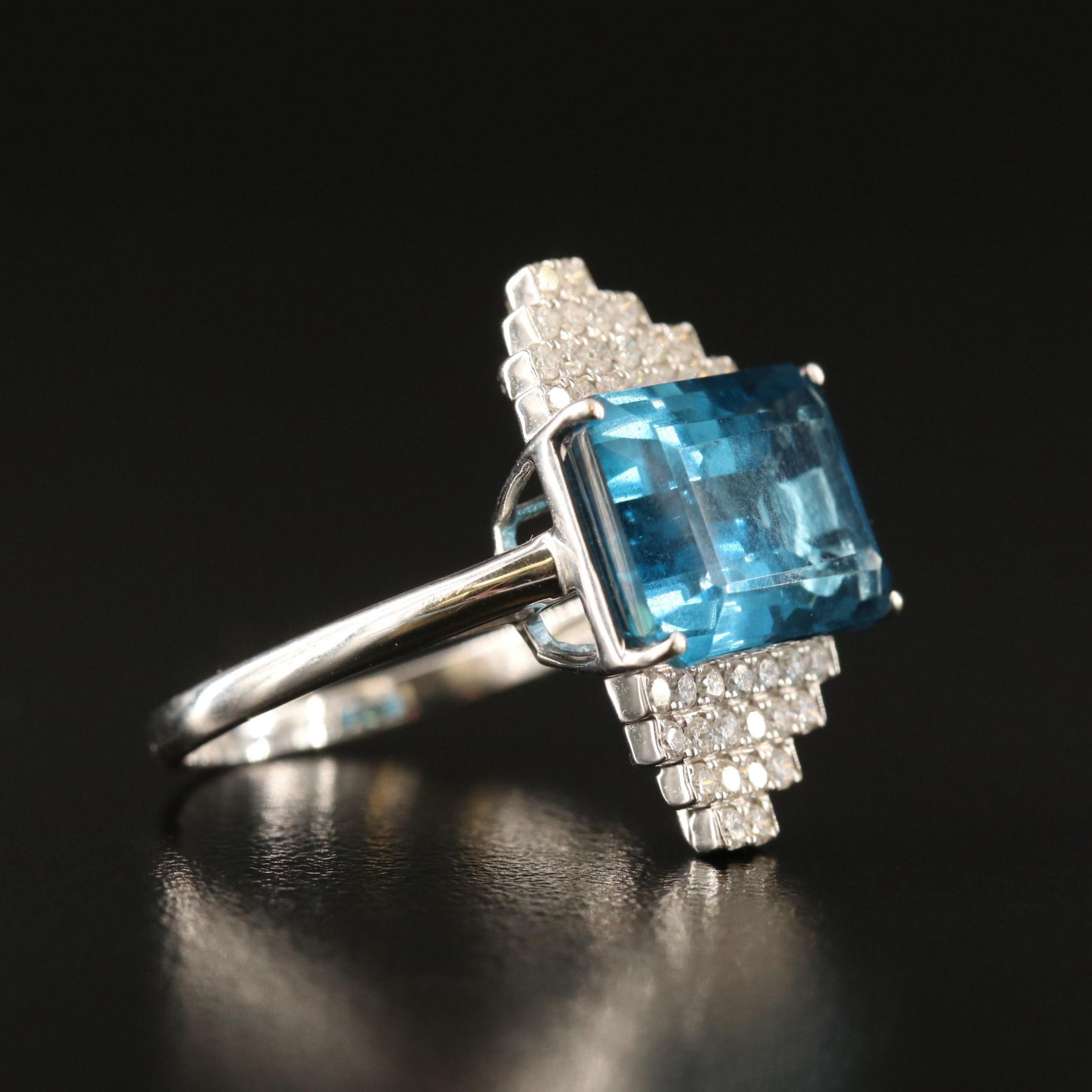 in vendita:  Anello di fidanzamento in oro bianco con diamante blu antico da 8 carati Anello da cocktail 3
