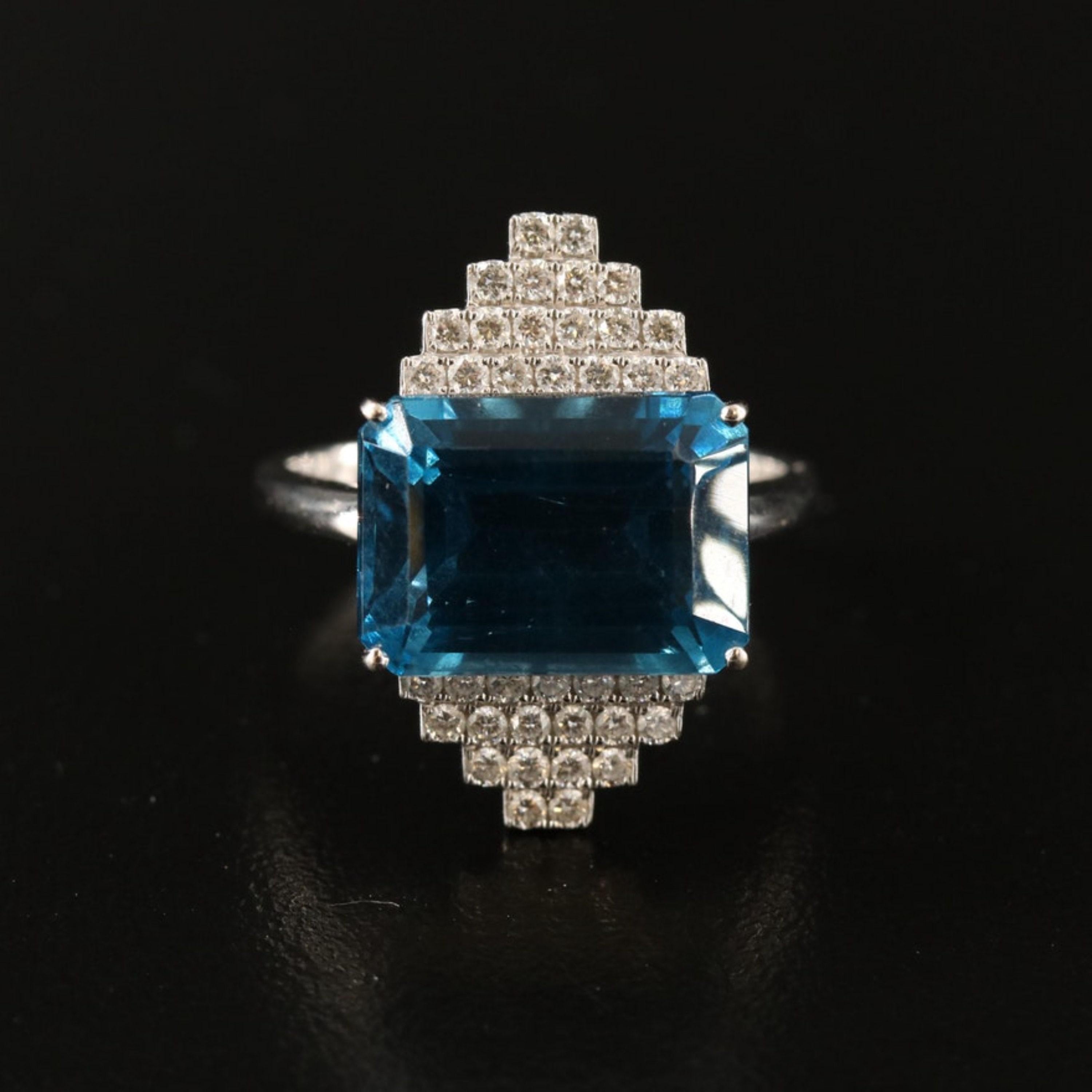 in vendita:  Anello di fidanzamento in oro bianco con diamante blu antico da 8 carati Anello da cocktail 4