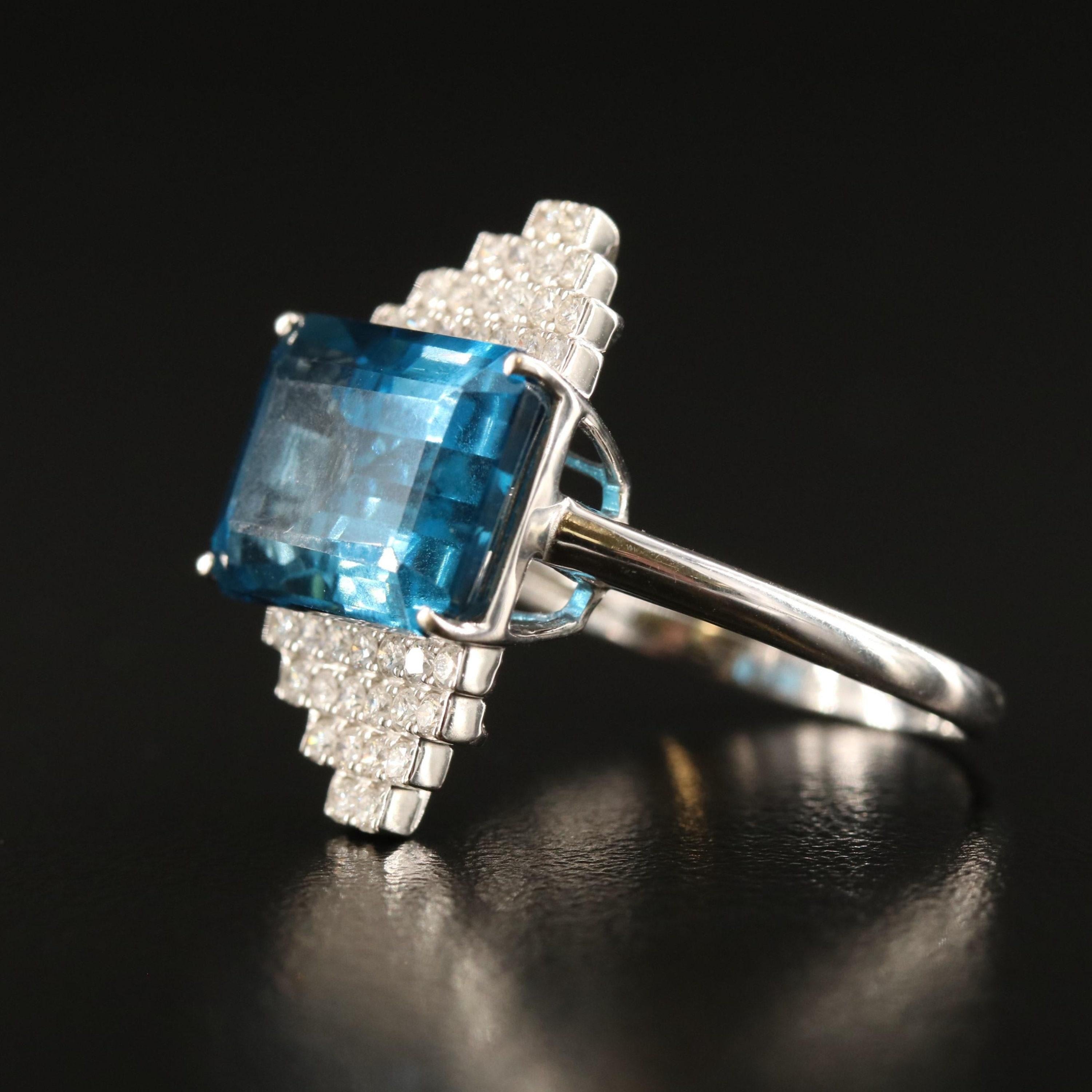 in vendita:  Anello di fidanzamento in oro bianco con diamante blu antico da 8 carati Anello da cocktail 5
