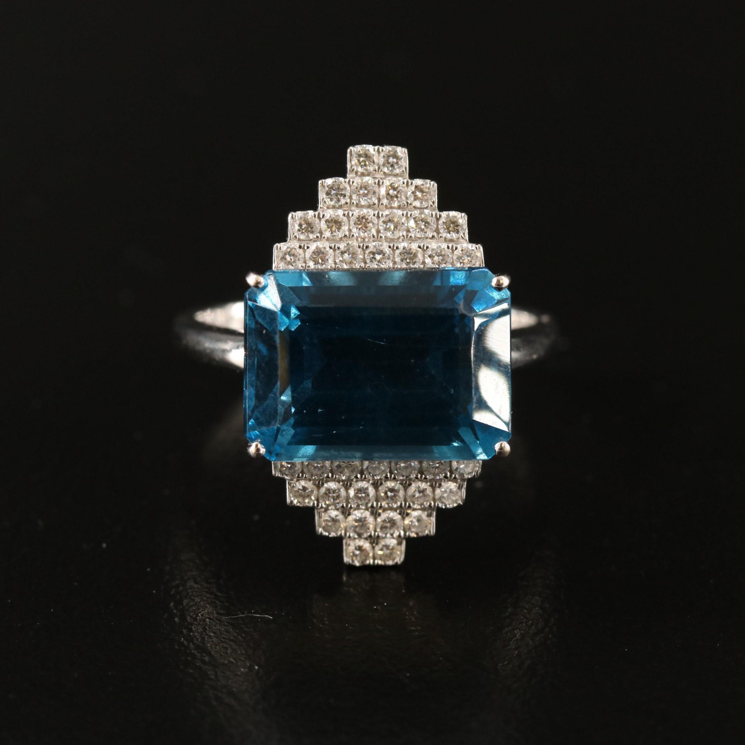 in vendita:  Anello di fidanzamento in oro bianco con diamante blu antico da 8 carati Anello da cocktail 7