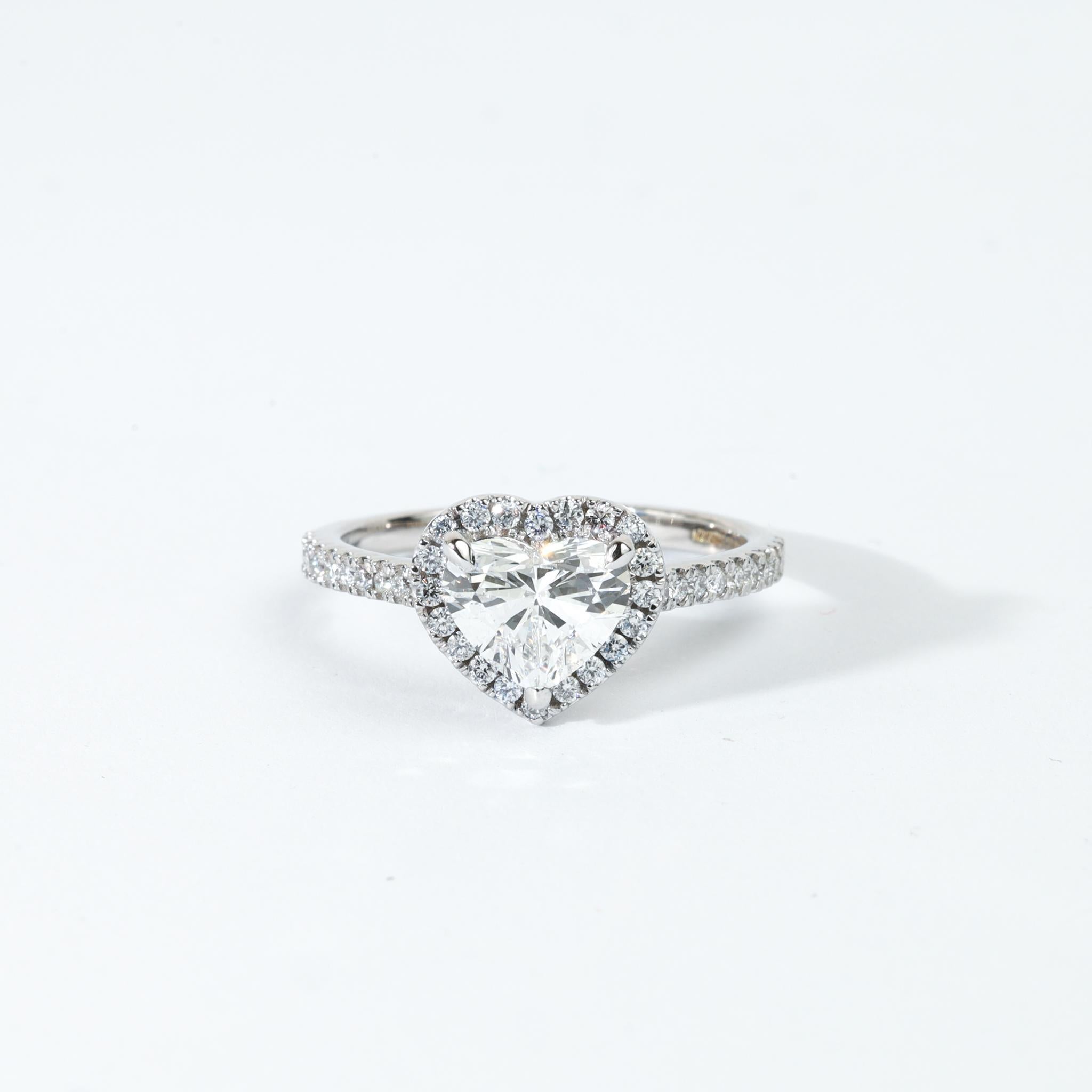 GIA Report Certified Heart Cut E VS 1 Carat Diamond Halo Ring in 950 Platinum

Available in 950 Platinum

Same design can be made also with other custom gemstones per request.

Product details:

- 950 Platinum

- Main stone - GIA Report Certified 1