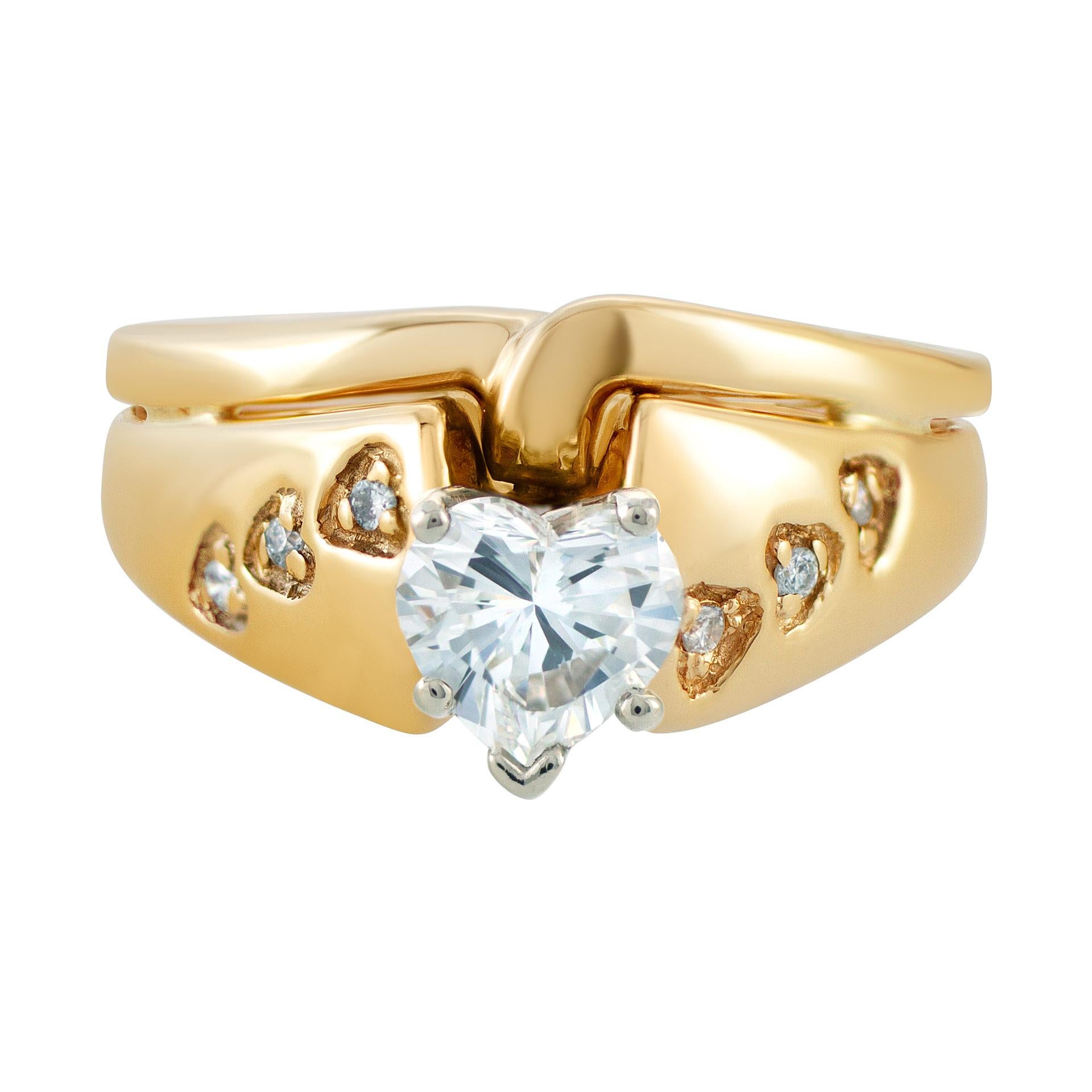 GIA report certified heart shape diamond 1 carat (F color, VS2 clarity) ring in 14k yellow gold setting. Size 10.5. This GIA report certified ring is currently size 10.5 and some items can be sized up or down, please ask! It weighs 3.8 pennyweights