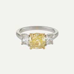 GIA Report Certified Intense Fancy Yellow Natural Diamond White Gold Ring