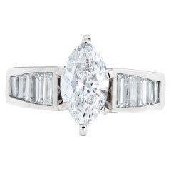 GIA Report Certified Marquise Brilliant Cut Diamond 1.53 Carat
